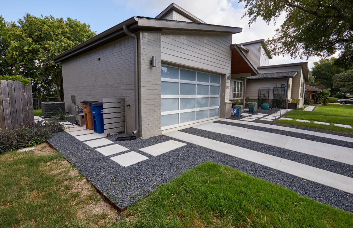 Modern concrete driveway with decorative pattern in Redlands, CA