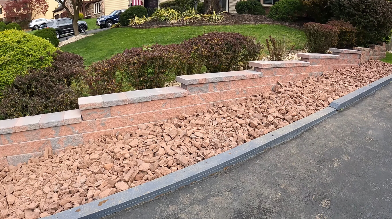 Professionally installed retaining wall with decorative steps in Redlands, CA